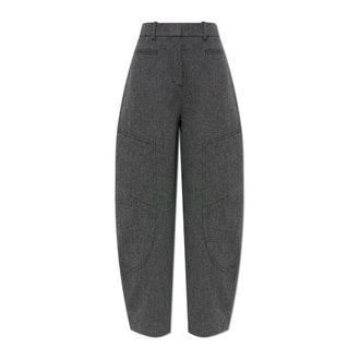 Ganni Wide Trousers, female, Gray, Size: XL Wide-leg trousers