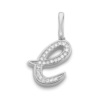 Monica Vinader Sterling Silver Alphabet E Diamond Pendant Charm Diamond