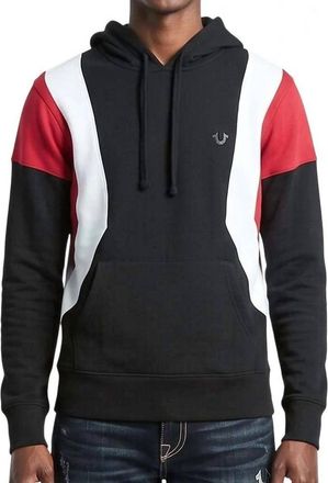 True Religion Long Sleeve Color Blocked Full Zip Hoodie In Black