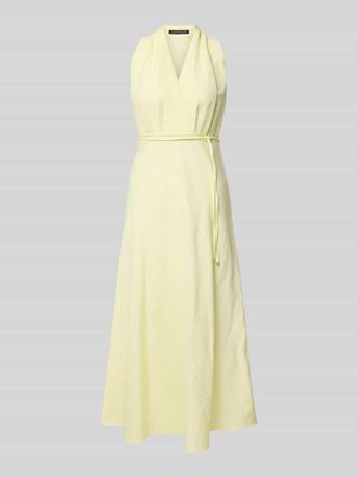 Luisa Cerano Luisa Cerano Midikleid mit V-Ausschnitt und Bindeg&uuml;rtel in Hellgelb, Gr&ouml;&szlig;e 38