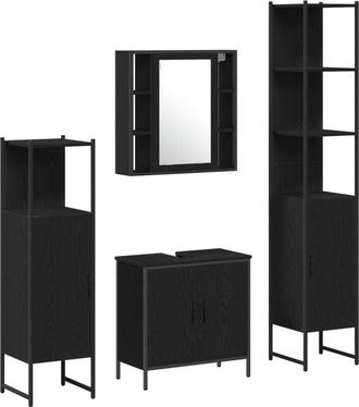 vidaXL Juego de muebles de baño 4 pcs Negro 33 x 33 x 185.5 cm Vidaxl