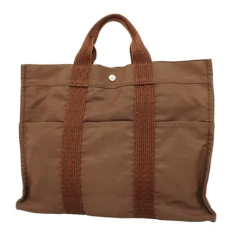 Herm&egrave;s Brown Nylon Tote Bag (Pre-Owned)