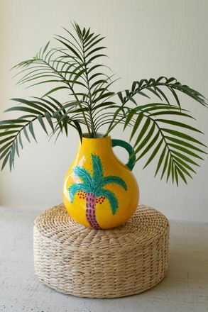 Kalalou Ceramic Palm Tree Vase With Handle