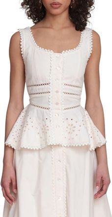 Avec Les Filles Eyelet Peplum Cotton Tank in Cream at Nordstrom, Size X-Small