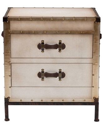 Baxton Studio Laura Vintage Canvas 2-Drawer End Table Trunk