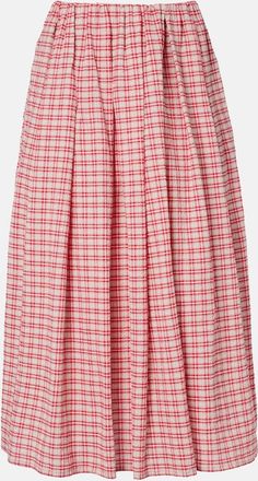 Faithfull The Brand Agora checked cotton midi skirt
