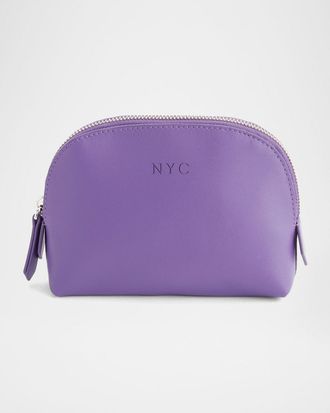 Royce Leather Monogrammed Compact Leather Cosmetic Bag