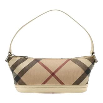 Burberry Pre-owned Shoulder Bags, female, Beige, Size: ONE SIZE Pre-owned House Check Coated Canvas Pouch
