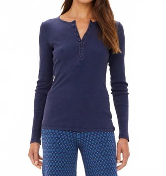The Upside Ness Ribbed Long Sleeve Top In Navy