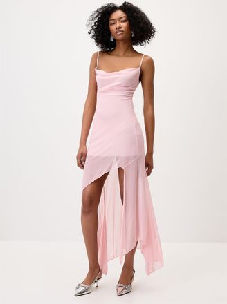 Twik Womens Ruffled slit mesh dress