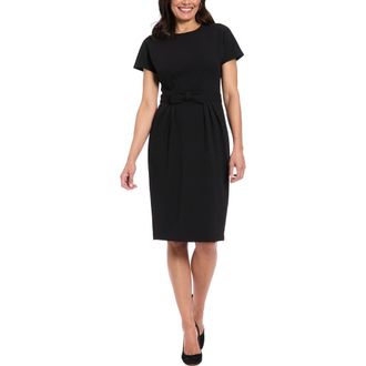 London Times Bow Waist Sheath Dress in Black at Nordstrom Rack, Size 14