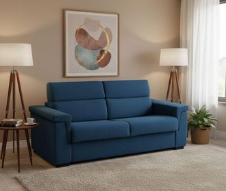 Dmora Sof&aacute; Cama 2 Plazas Prospera, Sof&aacute; Convertible Para Sal&oacute;n, Acolchado, Desenfundable, Calidad 100% Made In Italy, 185x95 H100 Cm, Azul - Dmora