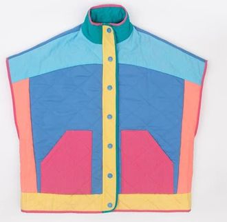 Mokuyobi Quilted Poncho Vest in Lagoon at Nordstrom, Size X-Small