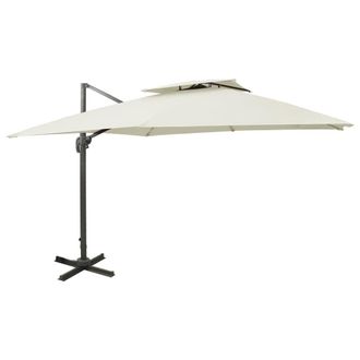 Berkfield Home Cantilever Garden Parasol with Double Top 300x300 cm Sand in White
