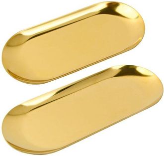 OEM Bandeja Ovalada Dorada Para Servir - Elegante Y Multifuncional - 1 Pieza - Acero Inoxidable