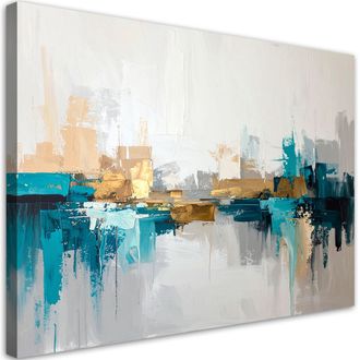 Feeby Cuadro En Lienzo, Abstracci&oacute;n Moderna Turquesa, 120x80