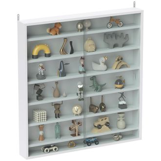 HOMCOM Homcom Vitrina Expositora Con Estantes Ajustables 2 Puertas Correderas De Vidrio Para Colecciones Perfumes Figuras De Decoraci&oacute;n 80x9,5x83 Cm Blanco