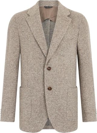 Brooks Brothers Jassen, Heren, Grijs, 2Xl, Wol, Jersey Pied de Poule Blazer