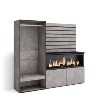 Skraut Home Skraut Home - Aparador, Con Almacenamiento, 167x145x35 Cm, Dormitorio, Habitaci&oacute;n, Chimenea El&eacute;ctrica Xxl, Vestidor Abierto, Estilo Moderno, Gris Ceme