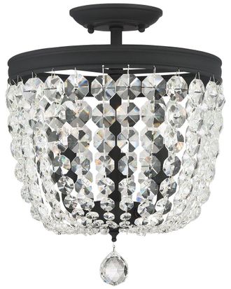 Crystorama Archer 3-Light Crystal Black Forged Ceiling Mount