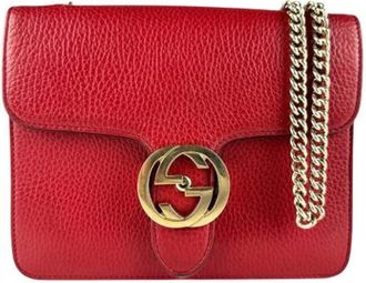 Gucci Pre-owned Cross Body Bags, female, Red, Size: ONE SIZE Pre-owned Leather Cross Body Bag