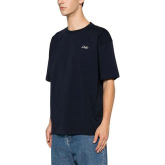 Dr&ocirc;le de Monsieur Embroidered Logo Crew Neck T-Shirt - male - Drole de Monsieur - T-Shirts - Blue - XL - Tops