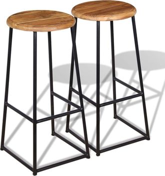 vidaXL Taburetes De Barra De Cocina 2 Unidades Madera Maciza De Teca Vidaxl