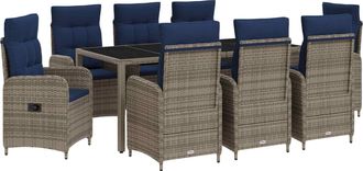 vidaXL Juego De Comedor Para Exteriores 9 Uds. Rat&aacute;n Sint&eacute;tico Vidaxl