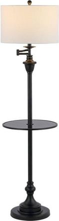 Jonathan Y Designs Cora 60 Metal/Glass LED Side Table and Floor Lamp in Black at Nordstrom