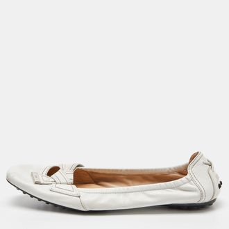 Tod's Tods White Leather Bow Ballet Flats