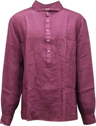 Gran Sasso Vintage Linnen Overhemd - Heren - Casual Overhemden - Paars - 3XL - Linnen - Overhemden