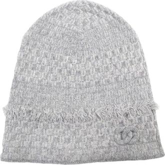 Chanel Pre-owned Accessories, male, Gray, Size: ONE SIZE Pre-owned Coco Mark Cashmere Knit Cap