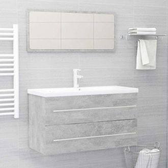 vidaXL Set Muebles De Ba&ntilde;o 2 Piezas Madera Contrachapada Gris Hormig&oacute;n Vidaxl
