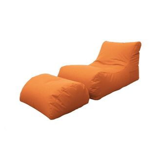 Talamo Italia Dmora Chaise Longue De Salon Moderne, Made In Italy, Fauteuil Avec Repose-pieds En Nylon, Pouf Rembourr&eacute; Pour Chambre, 120x80h60 Cm, Couleur Orange