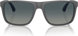 Emporio Armani 56mm Polarized Square Sunglasses in Grey /Gradient Blue Polar at Nordstrom