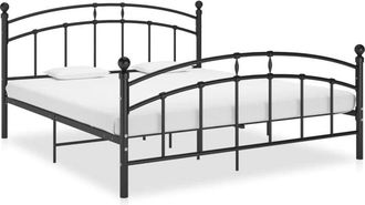 vidaXL Bed Frame with Headboard without Mattress Black 160x200 cm Metal vidaXL