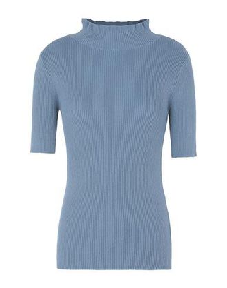 8 by YOOX RIB-KNIT RUFFLED MOCKNECK S/SLEEVE TOP