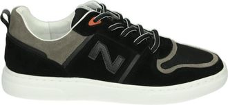 Nathan-Baume Casual zwarte leren en stoffen schoenen - Heren - Sneakers - Zwart - 42 EU - Leer - Schoenen