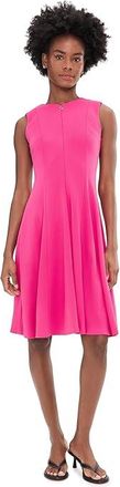 Calvin Klein Sleeveless Scoop Zipper Neck Aline Womens Dress Rosey : 14, Polyester/Spandex