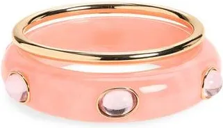 Leith 2-Pack Resin & Metal Bangle Bracelets in Pink- Gold at Nordstrom Rack