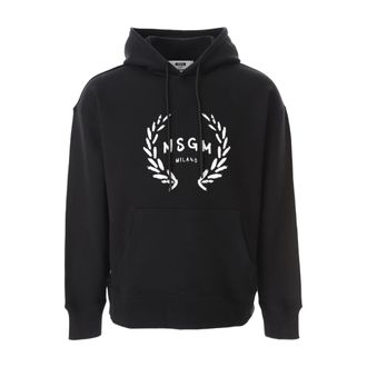 Msgm Hoodies, male, Black, Size: XL Alloro Hoodie