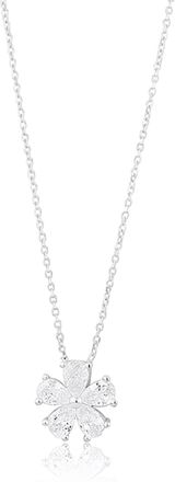 SHYMI Prong-Set Flower Necklace -.925 Sterling Silver, 14k Gold-Plated - Rhodium Plated, Cubic Zirconia, Adjustable Chain