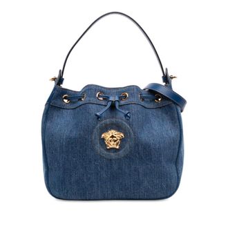 Versace Pre-owned Versace Denim La Medusa Drawstring Bucket Bag Ladies 86IXB6WC3FLD0MV5