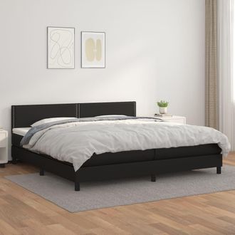 vidaXL Vidaxl - Cama Box Spring Con Colch&oacute;n Cuero Sint&eacute;tico Negro 200x200 Cm