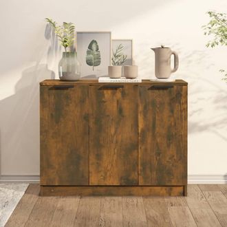vidaXL Aparador Madera Contrachapada Color Roble Ahumado 90,5x30x70 Cm Vidaxl