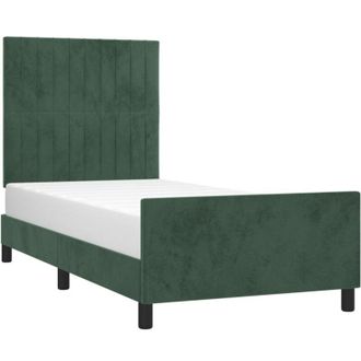 vidaXL Estructura De Cama Sin Colch&oacute;n Terciopelo Verde Oscuro 90x190cm Vidaxl