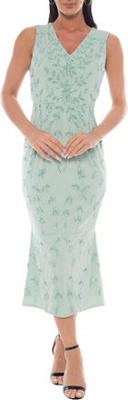 OLEG CASSINI Floral Sequin Sleeveless Midi Dress in Sage at Nordstrom Rack, Size Medium
