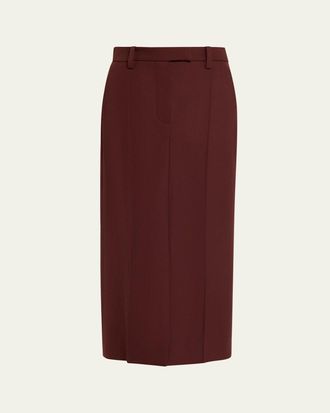 Brunello Cucinelli Long Wool Double Pleat Skirt