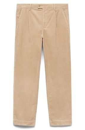 Mango Straight Leg Corduroy Pants in Beige at Nordstrom, Size 36