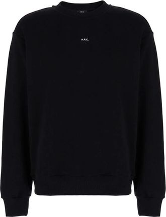 A.P.C. Zwarte zwarte sweater met ronde hals en logo - Heren - Sweatshirts - Zwart - M - Katoen - Hoodies & sweatvesten